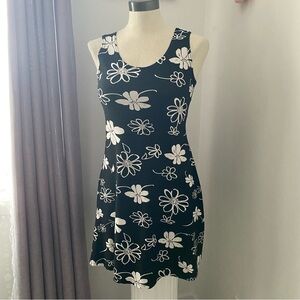 GITANE Floral Sleeveless Black and White Dress